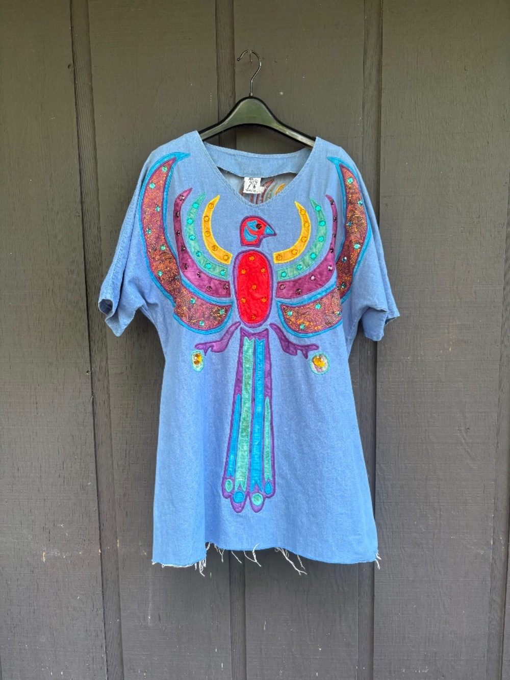 Rare Vintage Alfredo’s Wife Art to Wear Denim Shirt Tunic Made in USA Size XL